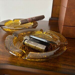 Vintage Amber Ashtrays (Set of 2)